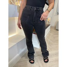 Black Pocket Detail Fitted Flared Jeans