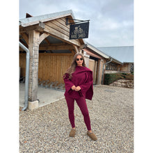 Burgundy Scarf Detail Poncho Cape