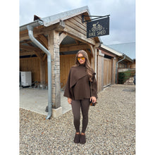 Chocolate Brown Scarf Detail Poncho Cape