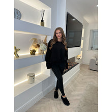 Black Elasticated Hem Fleece Lined Jumper