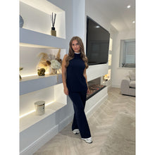 Navy Contrast High Neck Lounge Set
