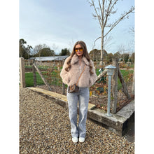 Latte Faux Fur Collared Zip Up Jacket