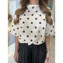 Beige Polka Dot Bubble Hem T-Shirt