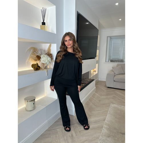 Black One Shoulder Lounge Set