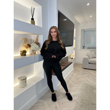 Black Elasticated Hem Fleece Lined Jumper