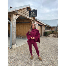 Burgundy Scarf Detail Poncho Cape