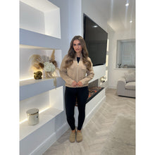 Camel Knitted Zip Pocket Cardigan