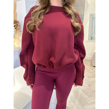 Burgundy Elasticated Hem Fleece Lined Jumper