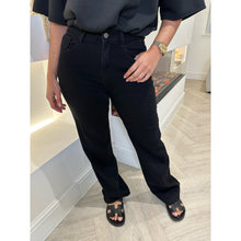 Black Denim High Waist Straight Leg Jeans