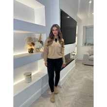 Camel Knitted Zip Pocket Cardigan