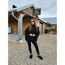 Black Scarf Detail Poncho Cape