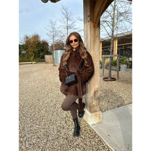 Chocolate Brown Hooded Belted Faux Fur Coat