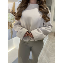 Beige Elasticated Hem Fleece Lined Jumper