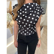 Black & White Polka Dot Ruched Detail Top