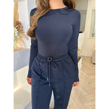 Navy Round Neck Long Sleeve Top