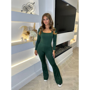 Mix & Match: Bottle Green Flared Trousers