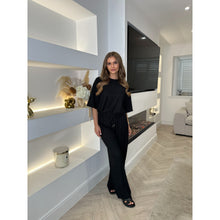 Black Crinkle Oversized T-Shirt & Trousers Set