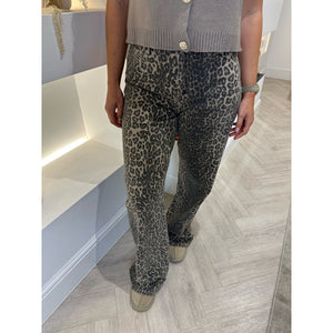 Leopard Print Straight Leg Jeans