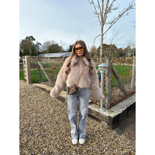 Latte Faux Fur Collared Zip Up Jacket