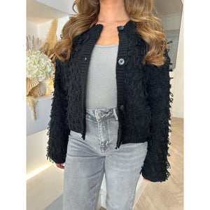 Black Loopy Knitted Cardigan