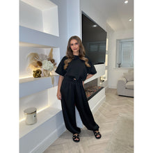 Black Satin Balloon Cuffed Trousers