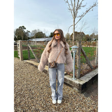 Latte Faux Fur Collared Zip Up Jacket