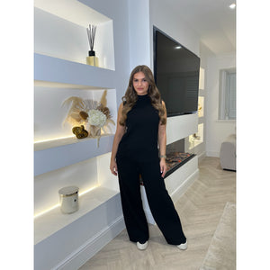 Black High Neck Fine Knit Lounge Set