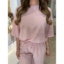 Dusty Pink Crinkle Oversized T-Shirt & Trousers Set