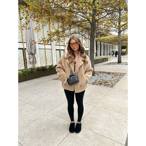 Camel Teddy Aviator Style Jacket