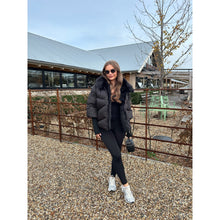 Black Faux Fur Short Hooded Puffer Coat