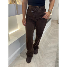 Chocolate Brown Asymmetric Waist Jeans