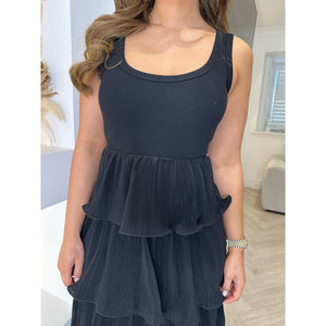 Black Ruffle Tiered Maxi Dress