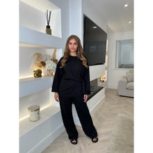 Black Tie Detail Wide Sleeve Lounge Set