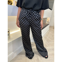 Black Polka Dot Satin Wide Leg Trousers