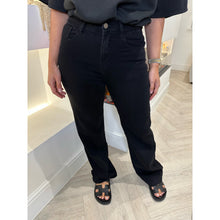 Black Denim High Waist Straight Leg Jeans