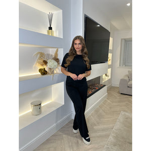 Black T-Shirt Wide Leg Lounge Set
