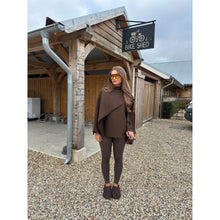 Chocolate Brown Scarf Detail Poncho Cape
