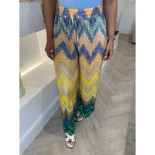 Yellow Zig Zag Print Pleated Trousers