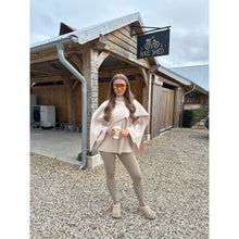 Beige Scarf Detail Poncho Cape