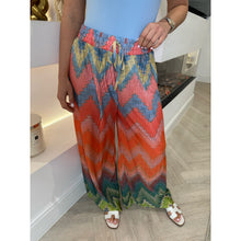 Orange Zig Zag Print Pleated Trousers