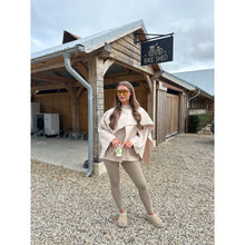 Beige Scarf Detail Poncho Cape