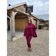 Burgundy Scarf Detail Poncho Cape
