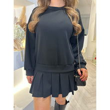 Black Pleated Hem Jumper Dress