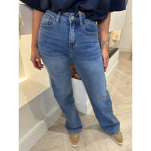 Blue Denim High Waist Straight Leg Jeans