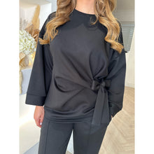 Black Tie Detail Wide Sleeve Lounge Set