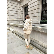 Cream Faux Fur Knit Detail Puffer Coat