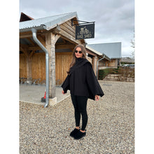 Black Scarf Detail Poncho Cape