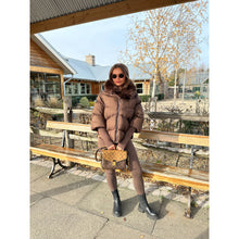 Chocolate Brown Faux Fur Short Hooded Puffer Coat