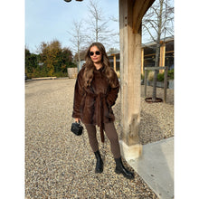 Chocolate Brown Hooded Belted Faux Fur Coat