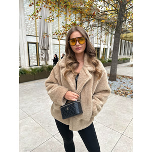 Camel Teddy Aviator Style Jacket